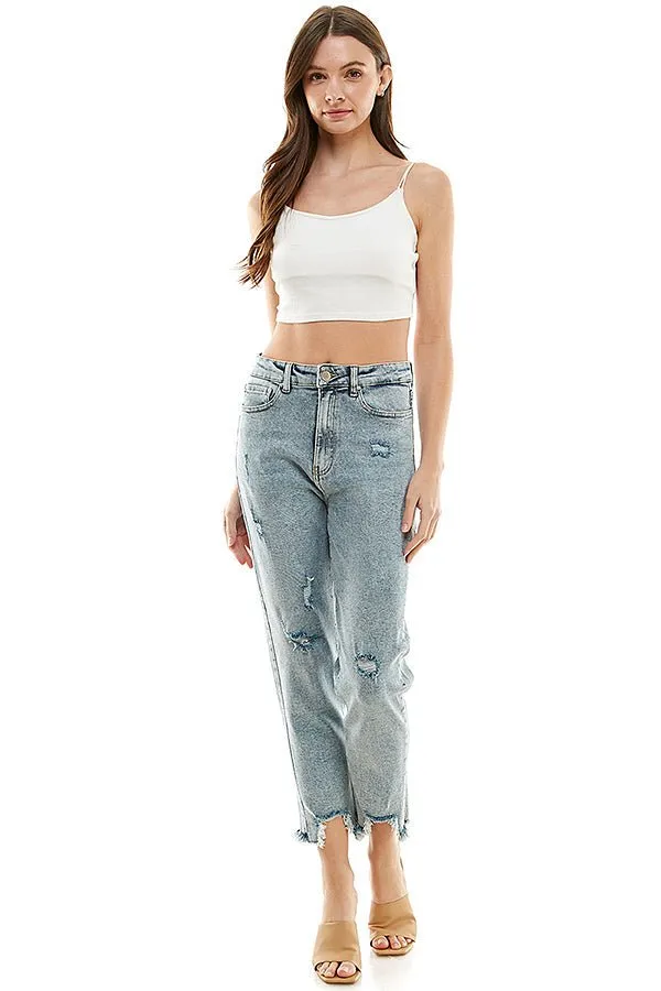 (SAMPLE) DISTRESSED DETAILED STRAIGHT LEG JEANS
