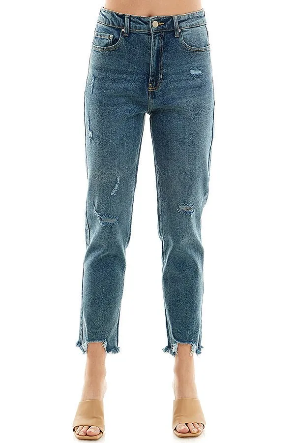 (SAMPLE) DISTRESSED DETAILED STRAIGHT LEG JEANS