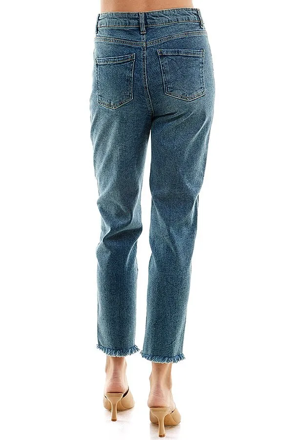 (SAMPLE) DISTRESSED DETAILED STRAIGHT LEG JEANS