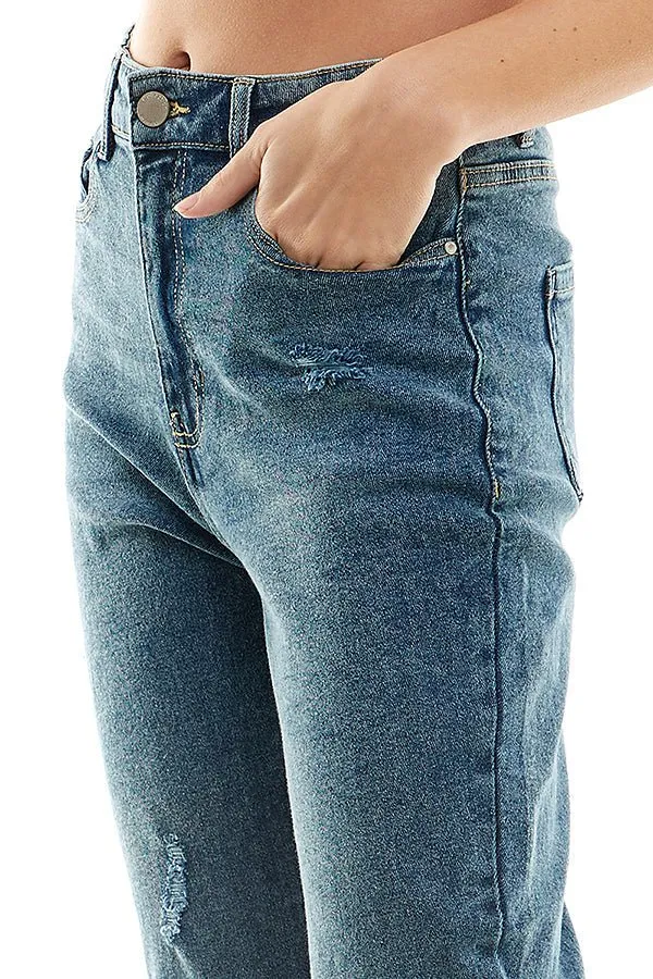 (SAMPLE) DISTRESSED DETAILED STRAIGHT LEG JEANS