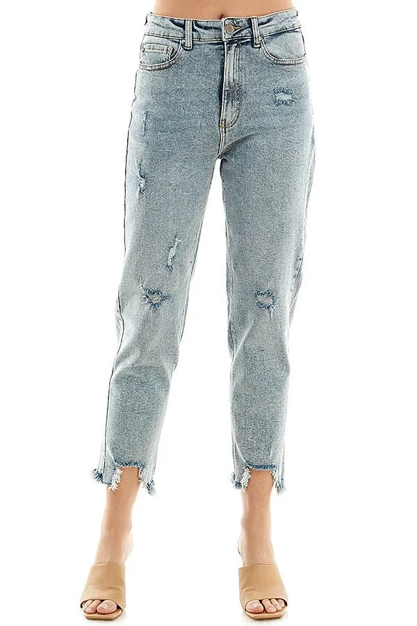 (SAMPLE) DISTRESSED DETAILED STRAIGHT LEG JEANS