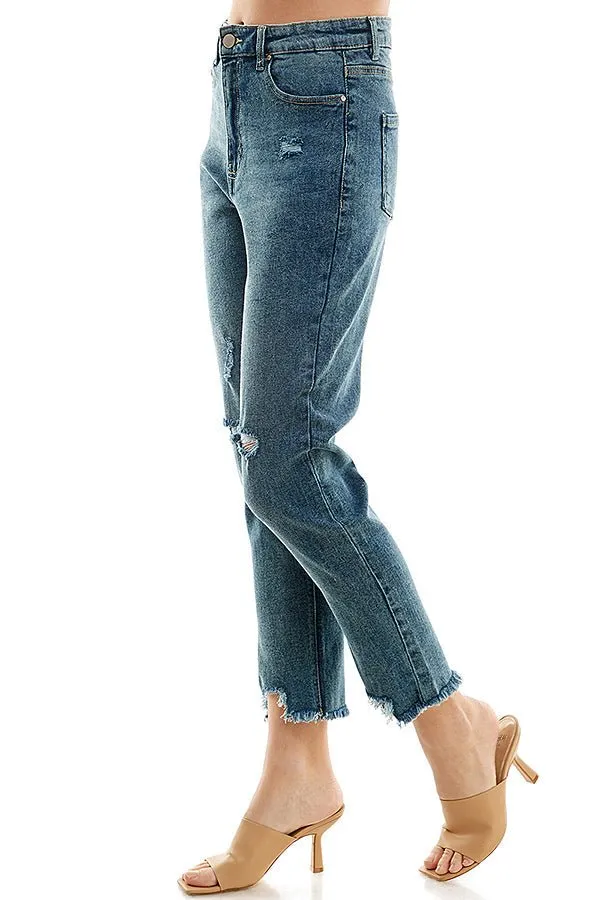 (SAMPLE) DISTRESSED DETAILED STRAIGHT LEG JEANS