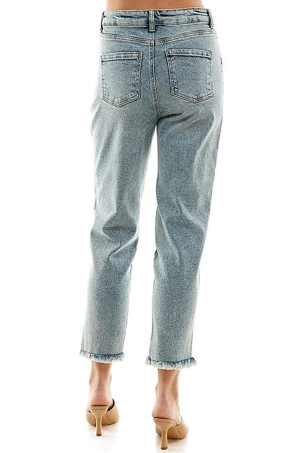 (SAMPLE) DISTRESSED DETAILED STRAIGHT LEG JEANS