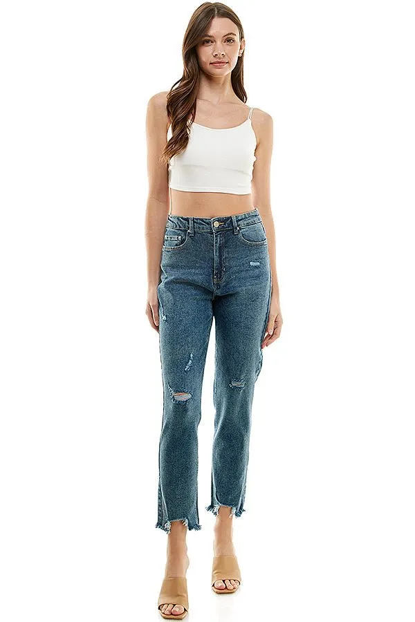 (SAMPLE) DISTRESSED DETAILED STRAIGHT LEG JEANS