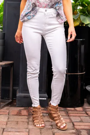 Sea Breeze High Rise Distressed Hem Ankle Skinny
