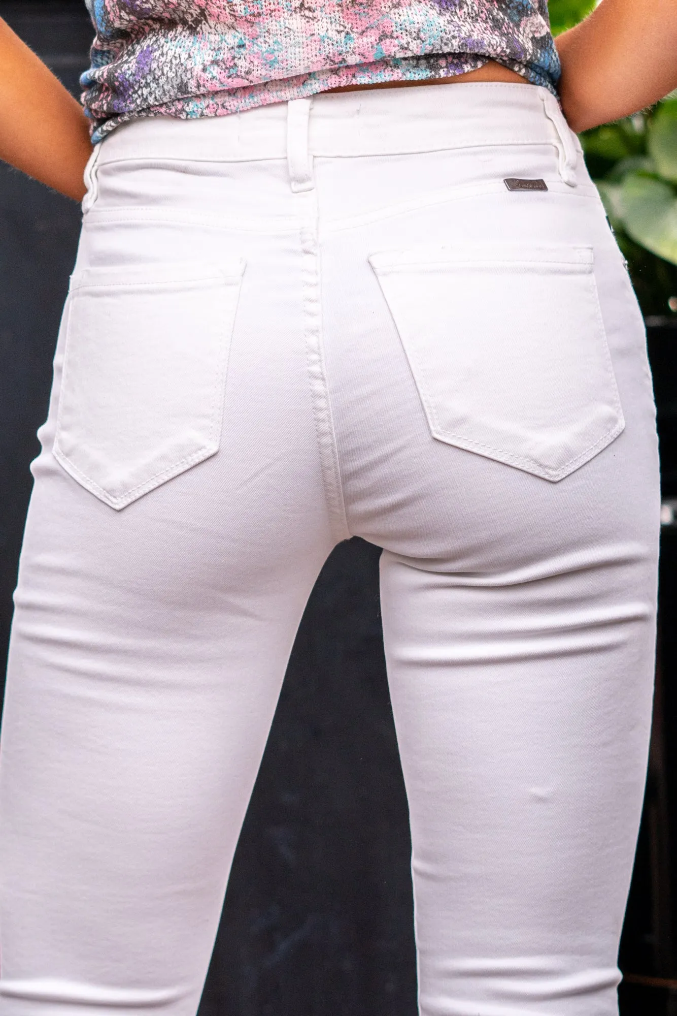 Sea Breeze High Rise Distressed Hem Ankle Skinny
