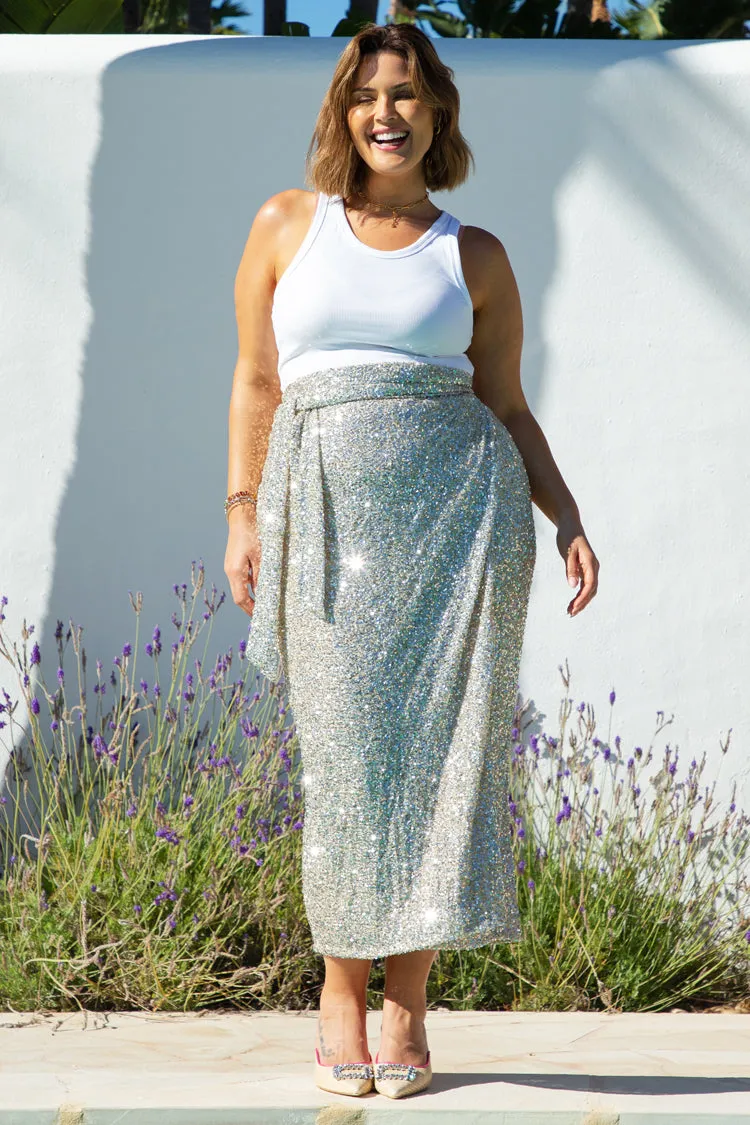 Sequin Maxi Wrap Jaspre Skirt