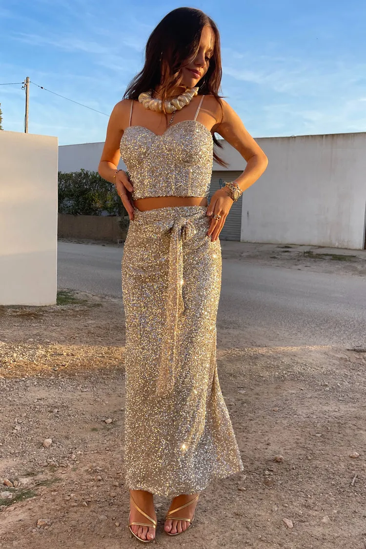 Sequin Maxi Wrap Jaspre Skirt