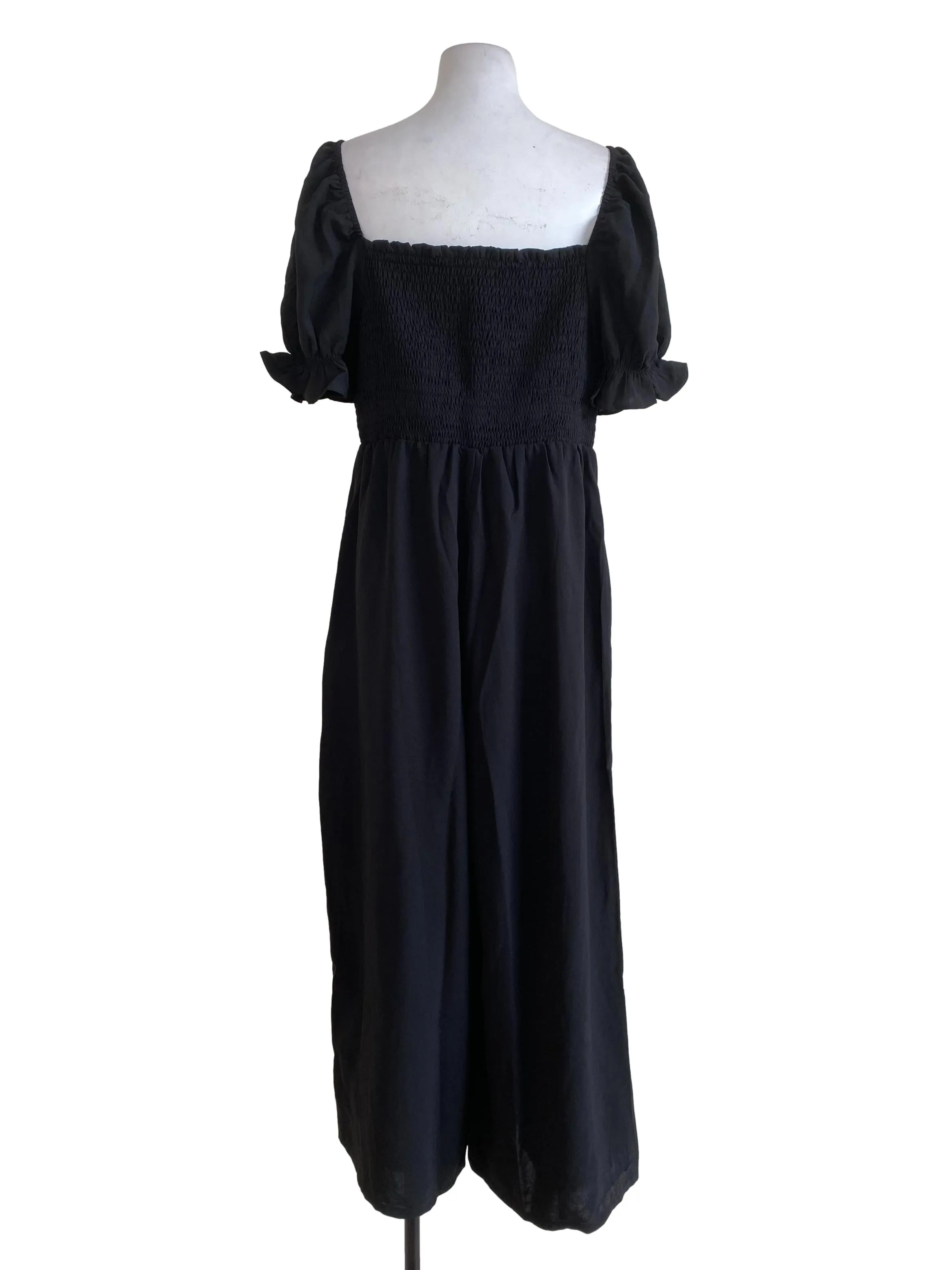 Shadow Black Ruffled Shoulder Jumpsuits