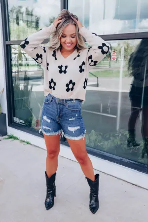 Shower Me In Daisies Sweater - Sand