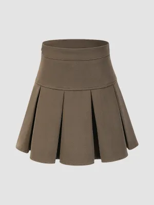 Solid Color Pleated Skirt