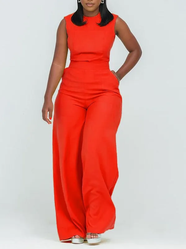 Solid Sleeveless Jumpsuit