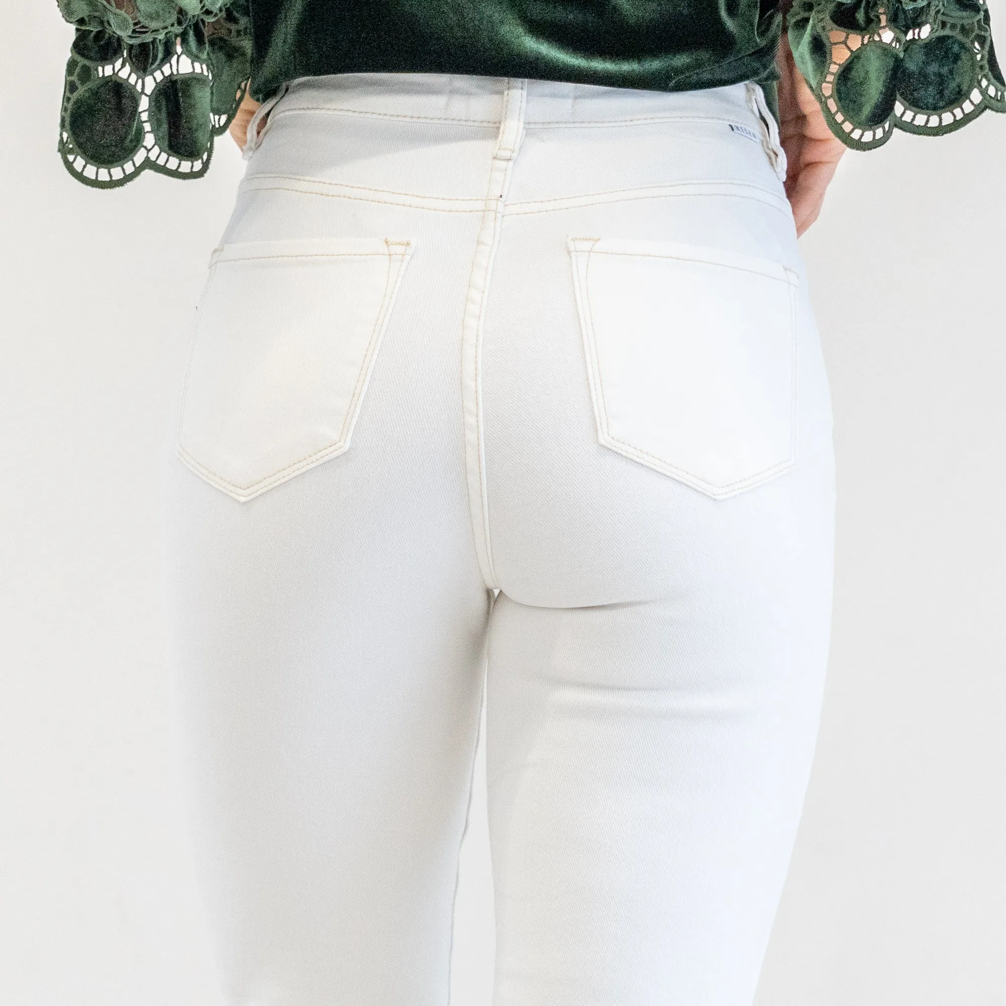 Spring in Step Tummy Control Top High Rise Raw Hem Straight Leg Regular & Plus Sizes