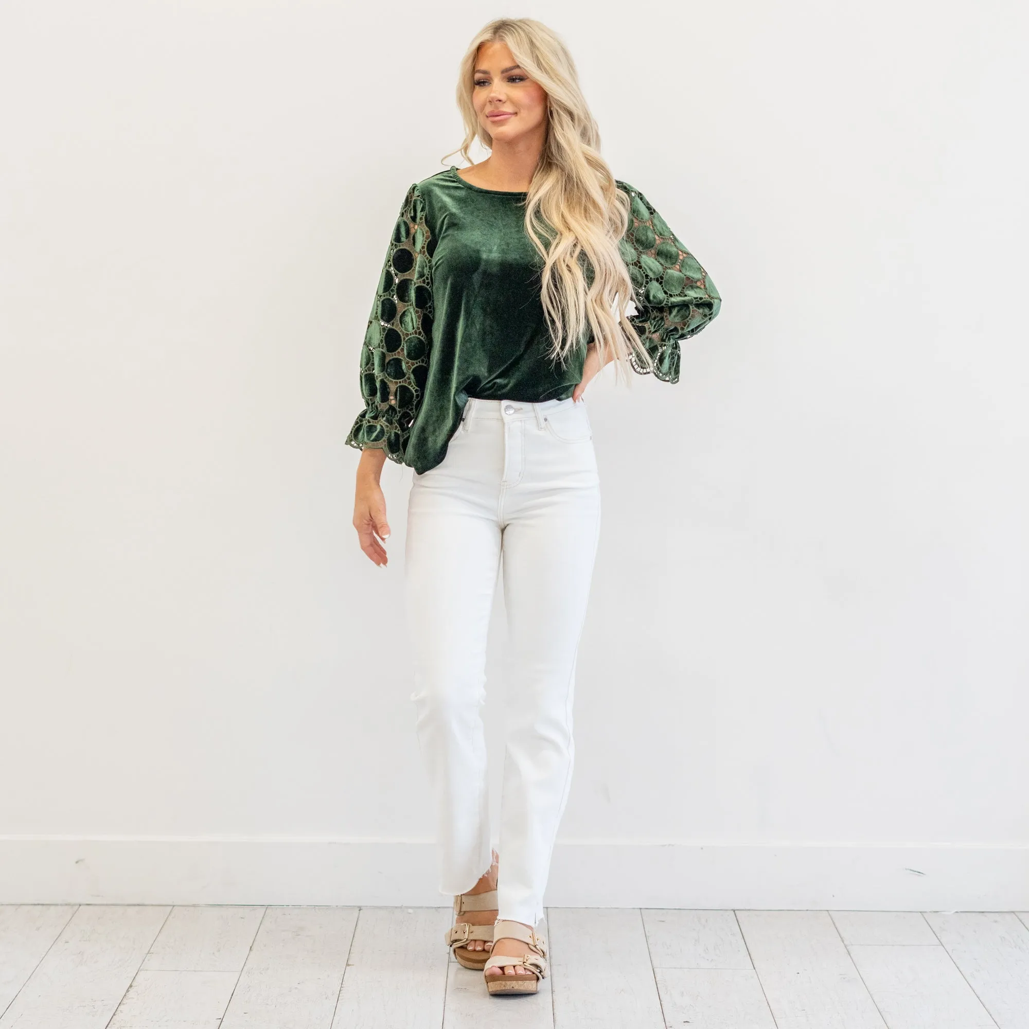 Spring in Step Tummy Control Top High Rise Raw Hem Straight Leg Regular & Plus Sizes