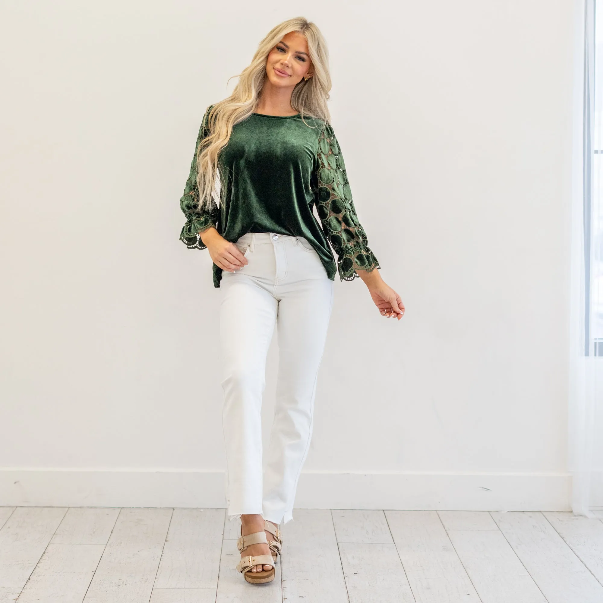 Spring in Step Tummy Control Top High Rise Raw Hem Straight Leg Regular & Plus Sizes