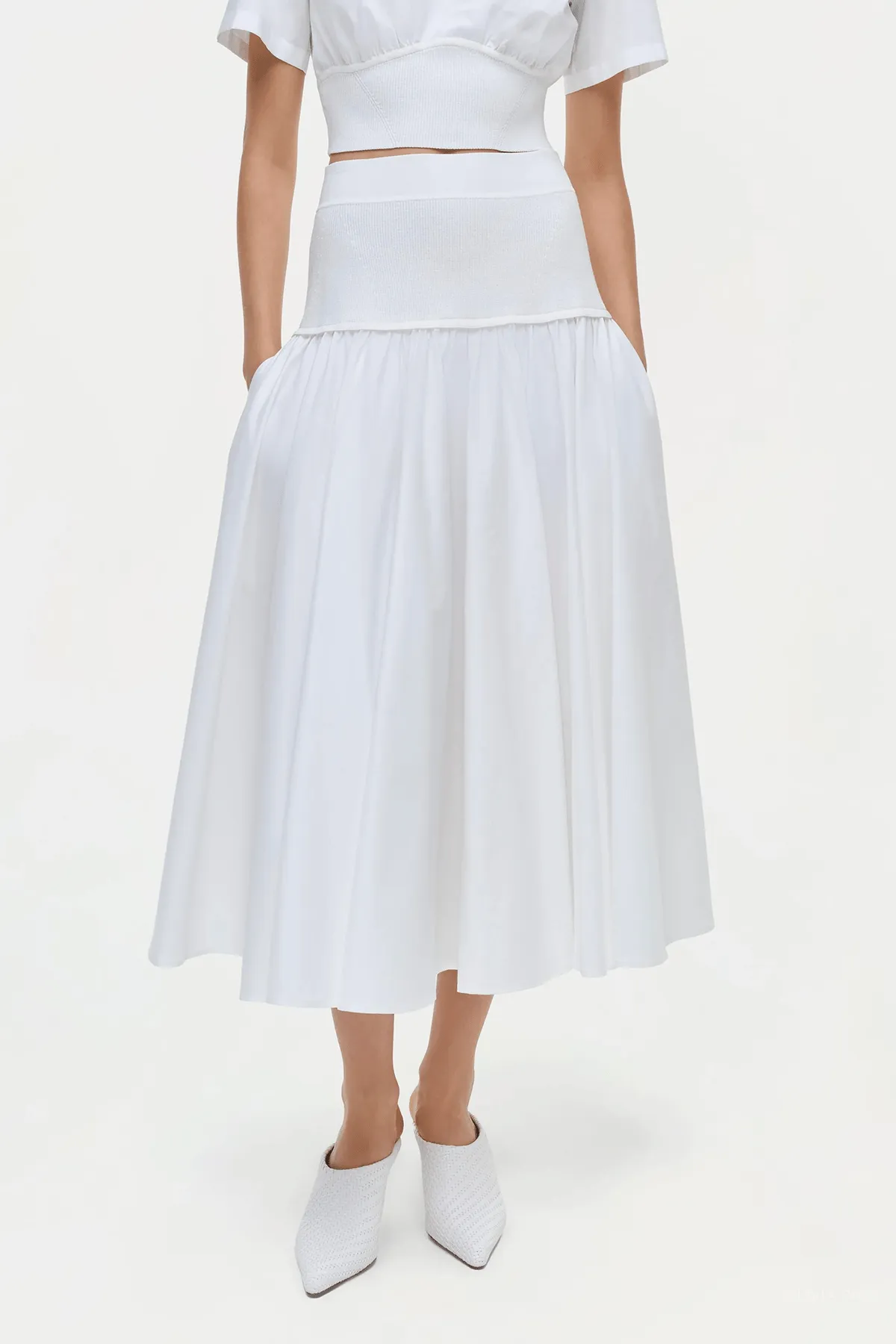Stella Pleated Skirt in White