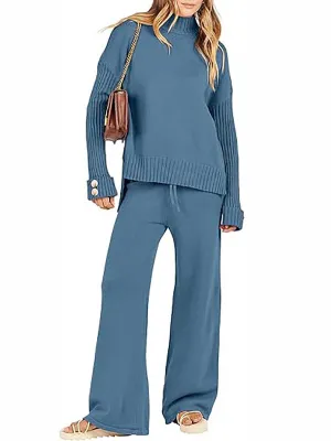 Stunncal High Neck Sweater Thickened Loose Two-piece Set