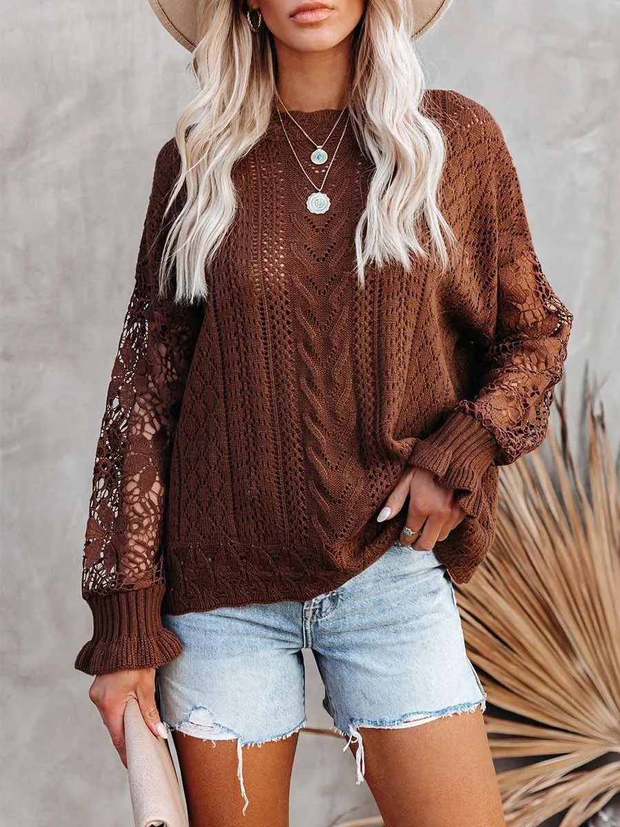 Stunncal Lace Hollow Sweater
