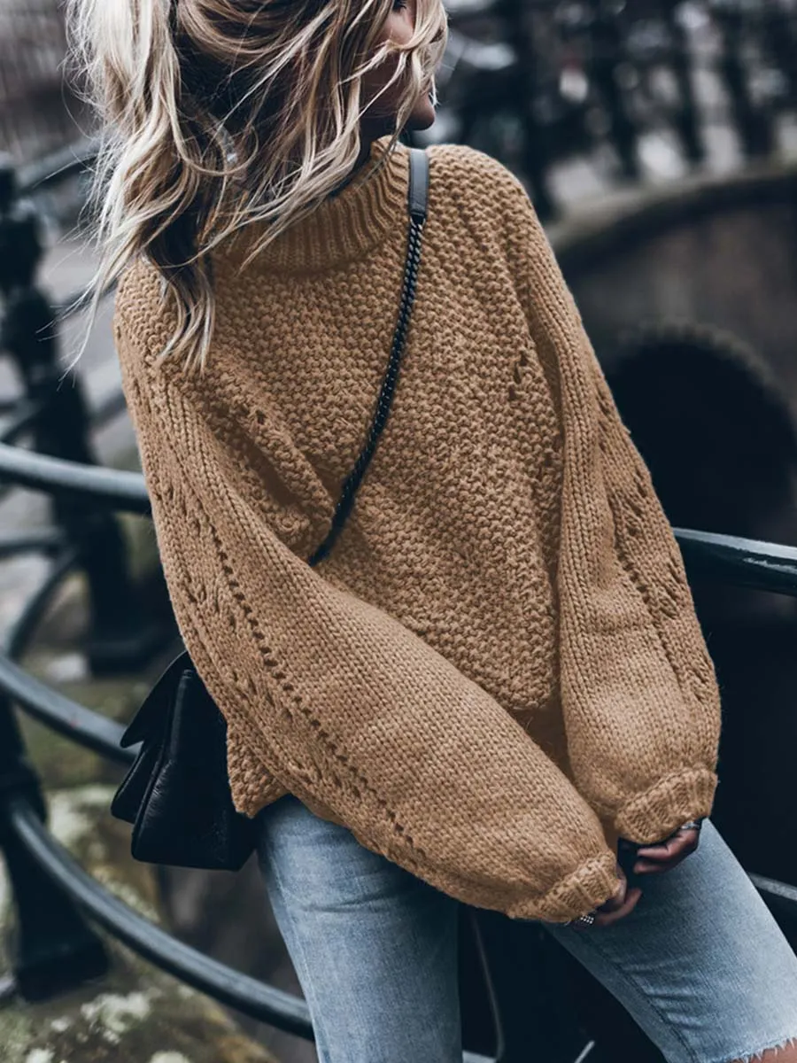 Stunncal Solid Color Pullover Hollow Jumper