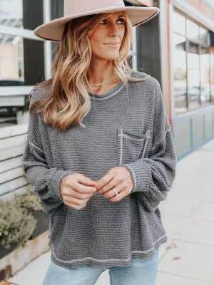 Stunncal Waffle Drop Sleeve Loose Casual Top（6 colors）