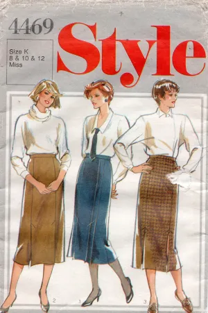 Style 4469 Womens Straight Skirts with Pleats 1980s Vintage Sewing Pattern Size 8 - 12 UNCUT Factory Folded