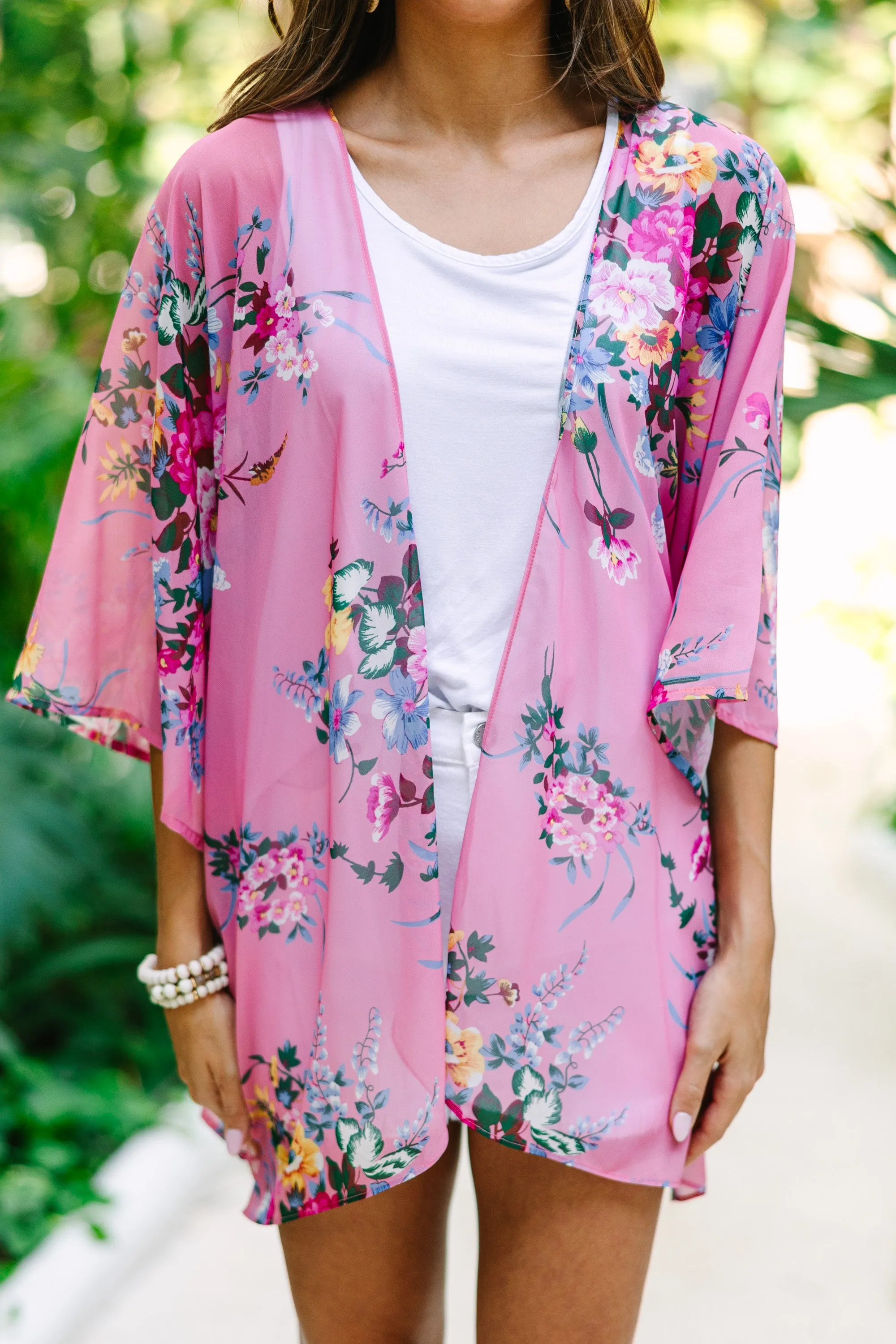 Such A Joy Light Pink Floral Kimono