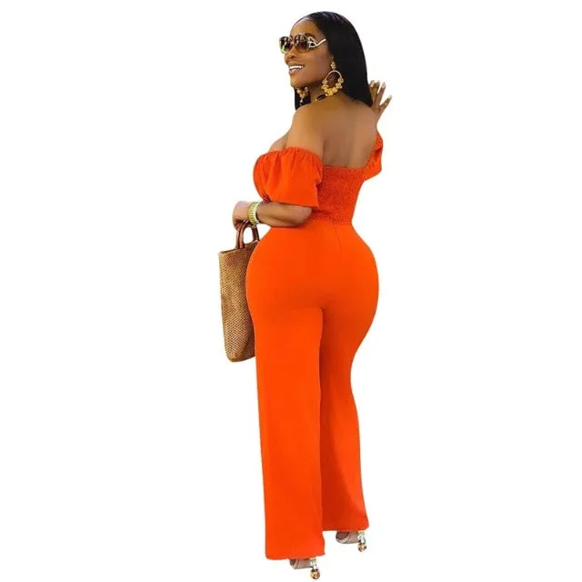 Tangerine Splash One Piece Tie Front Jumpsuit