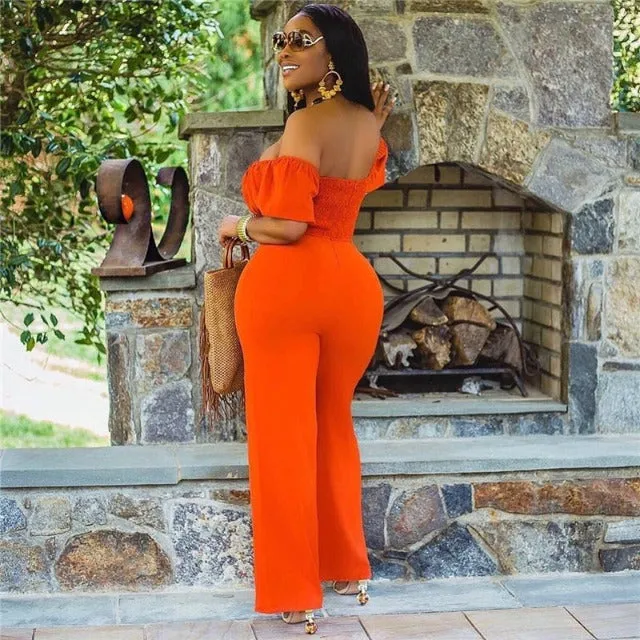 Tangerine Splash One Piece Tie Front Jumpsuit