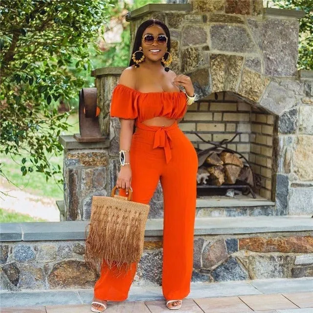 Tangerine Splash One Piece Tie Front Jumpsuit