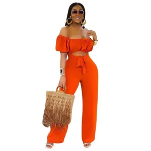 Tangerine Splash One Piece Tie Front Jumpsuit