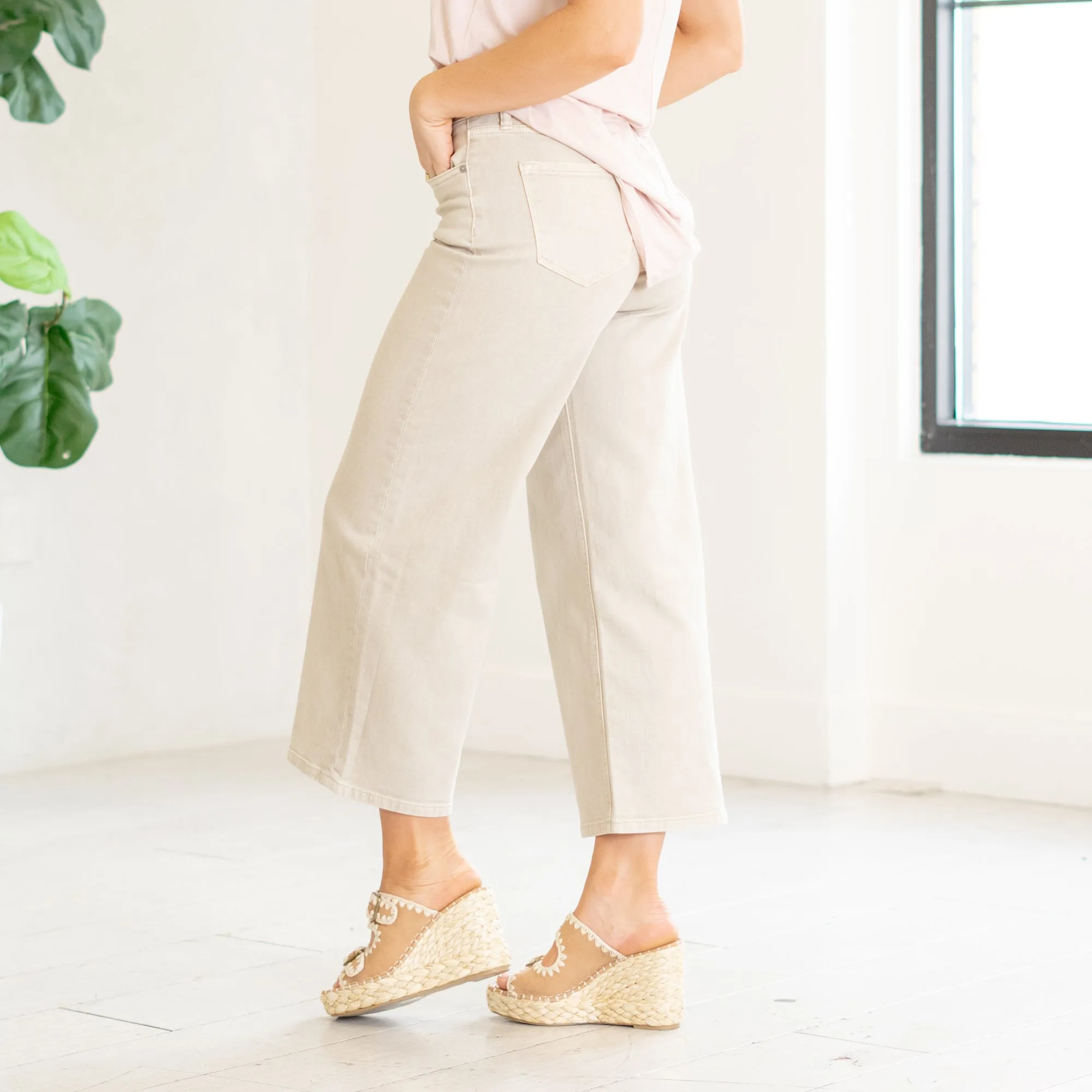 Taupe Ultra High Rise Wide Leg Crop