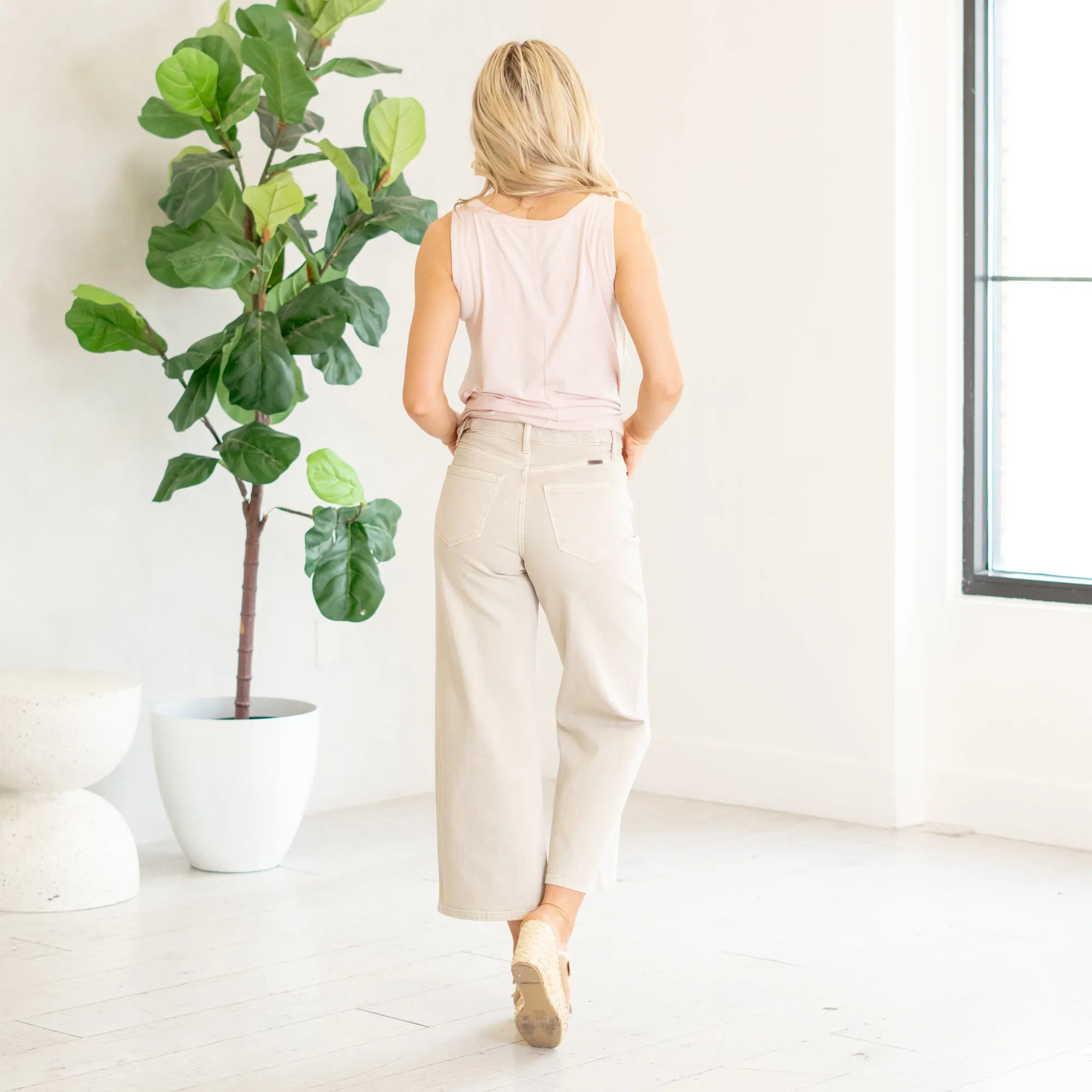 Taupe Ultra High Rise Wide Leg Crop