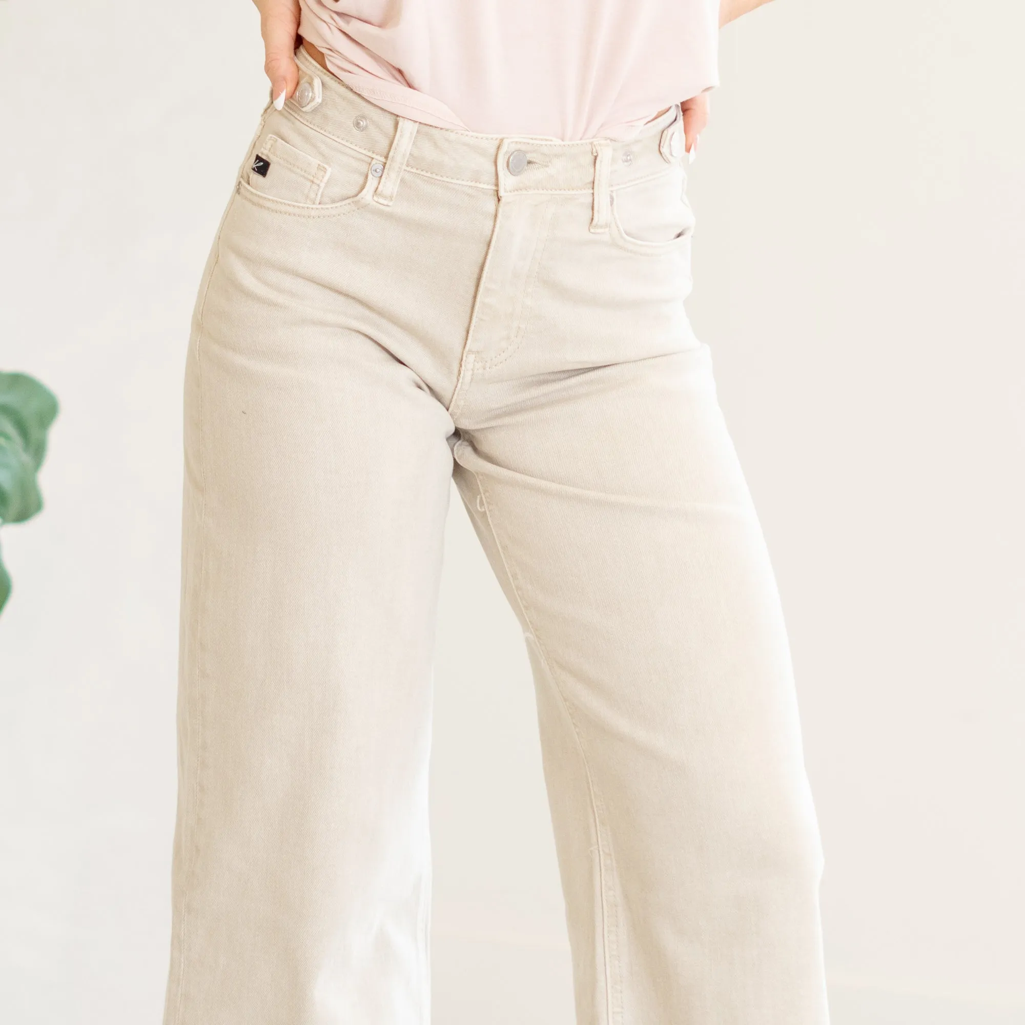 Taupe Ultra High Rise Wide Leg Crop