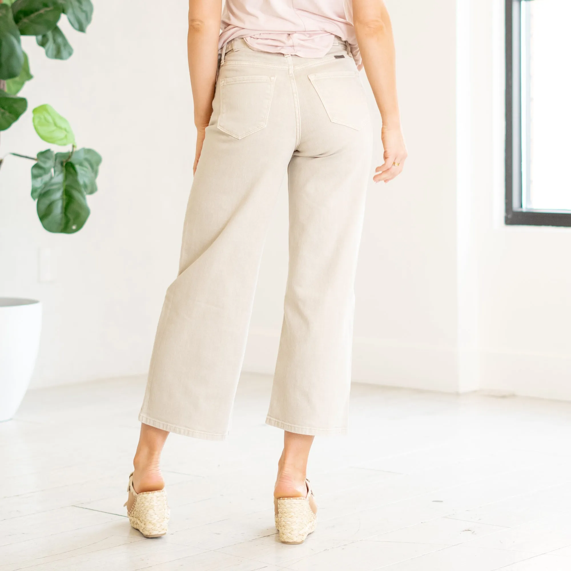 Taupe Ultra High Rise Wide Leg Crop