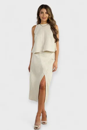 Tazia Linen Halter Top and Wrap Skirt Set