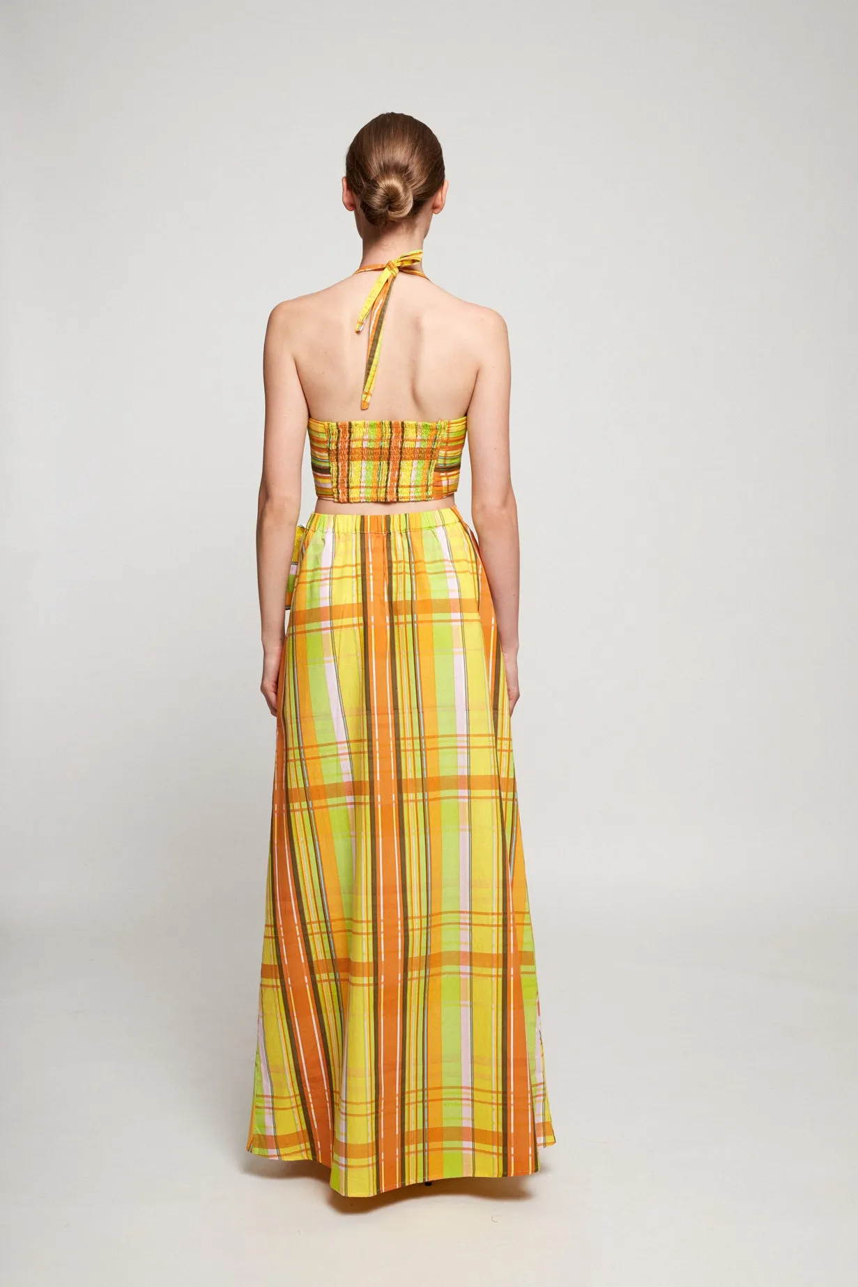 Textured Halter Crop | Tie Up Wrap Skirt
