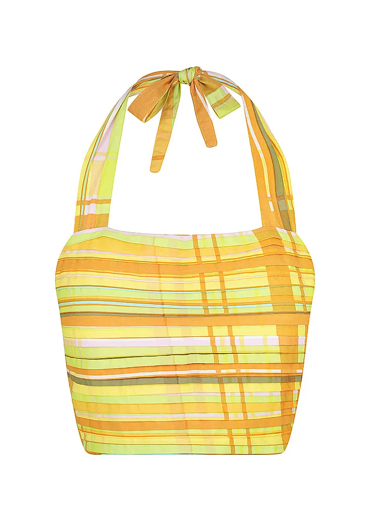 Textured Halter Crop | Tie Up Wrap Skirt