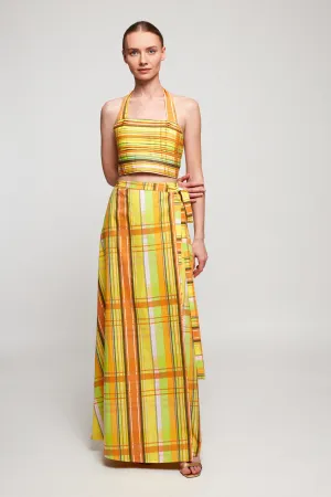 Textured Halter Crop | Tie Up Wrap Skirt