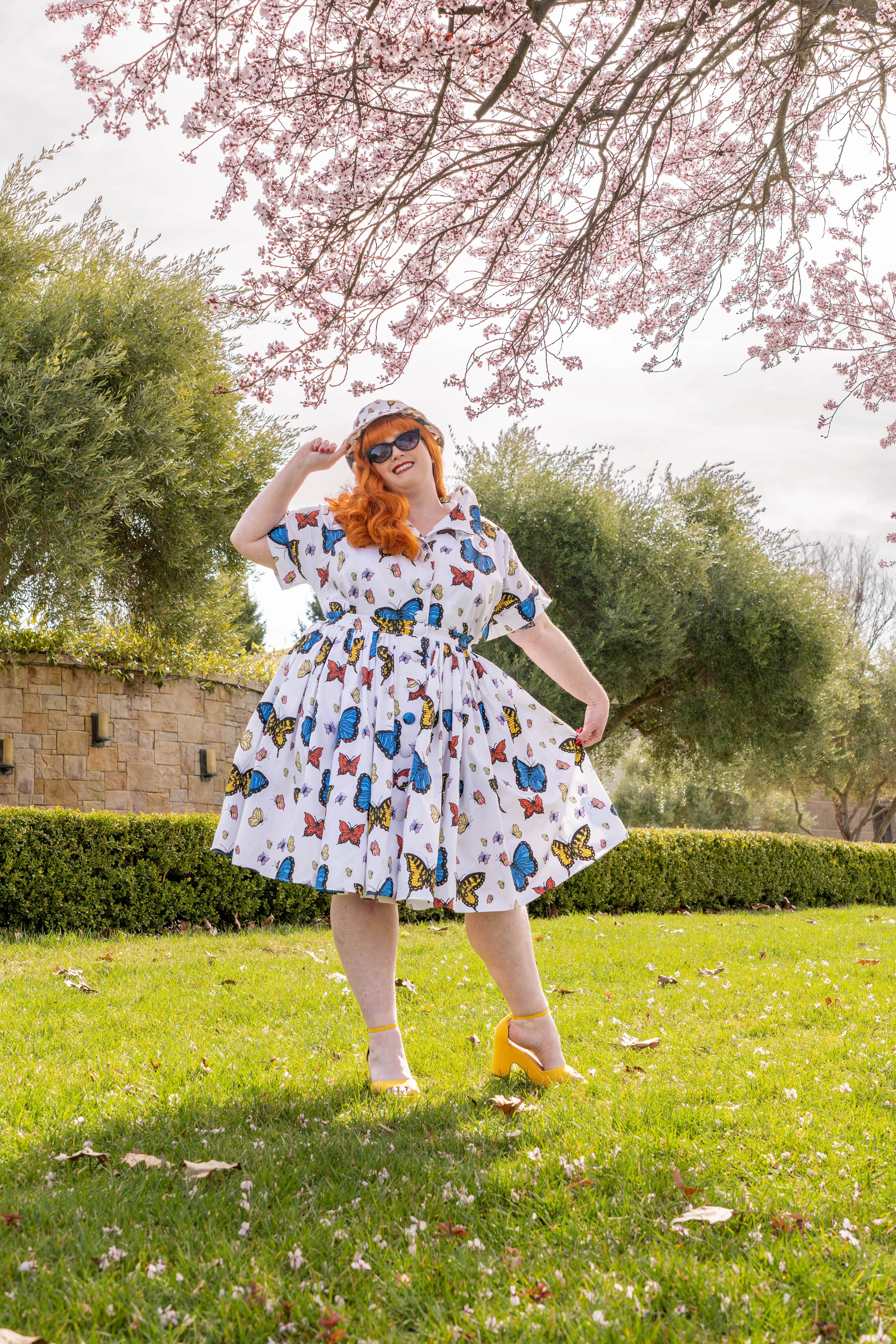 The Lucille Full Gathered Skirt - Butterflies Print Sample Size 3X