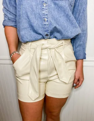 The Weekend Is Here Faux Leather Shorts