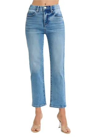 Tummy Control High Rise Crop Straight Jeans