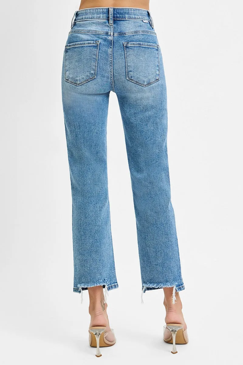 Tummy Control High Rise Crop Straight Jeans