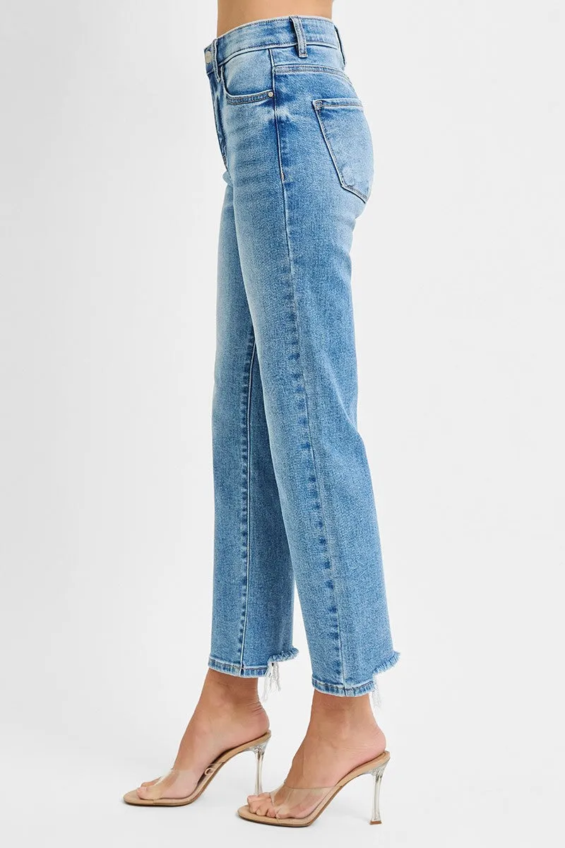 Tummy Control High Rise Crop Straight Jeans