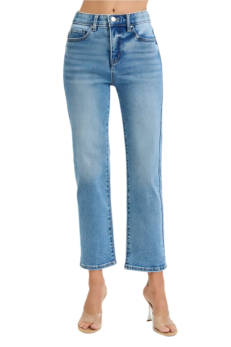 Tummy Control High Rise Crop Straight Jeans