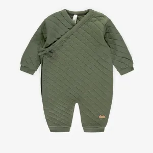 Une-pièce vert foncé en jersey matelassé, naissance || Dark green one-piece in bonded jersey, newborn