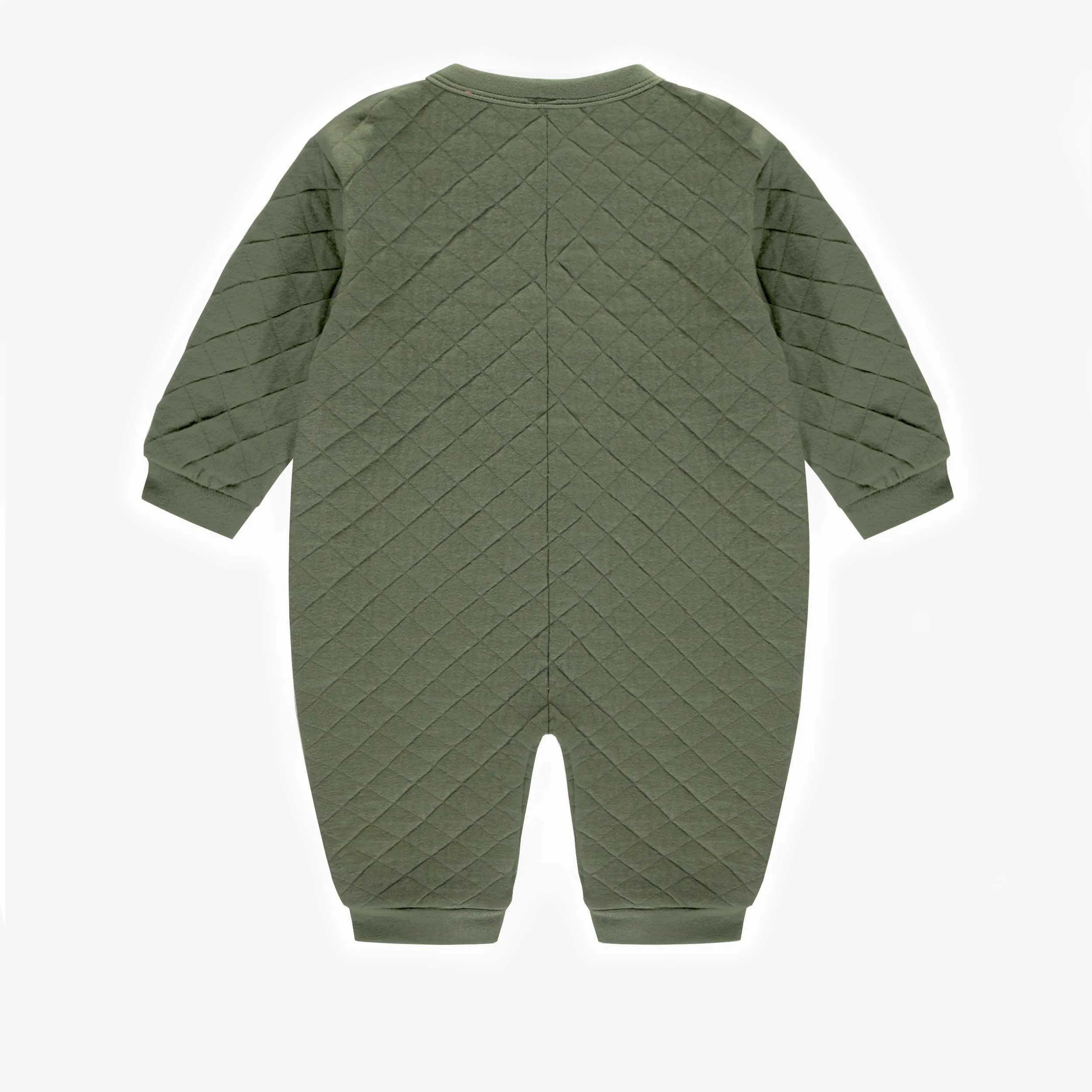 Une-pièce vert foncé en jersey matelassé, naissance || Dark green one-piece in bonded jersey, newborn