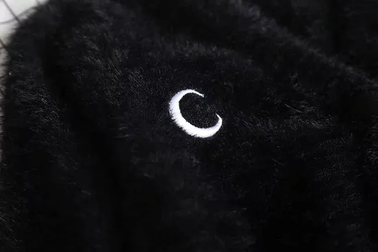 V-neck Single-breasted Knit Moon Shape Crop Tops Cardigans