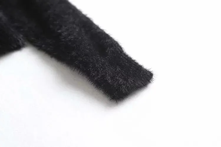 V-neck Single-breasted Knit Moon Shape Crop Tops Cardigans