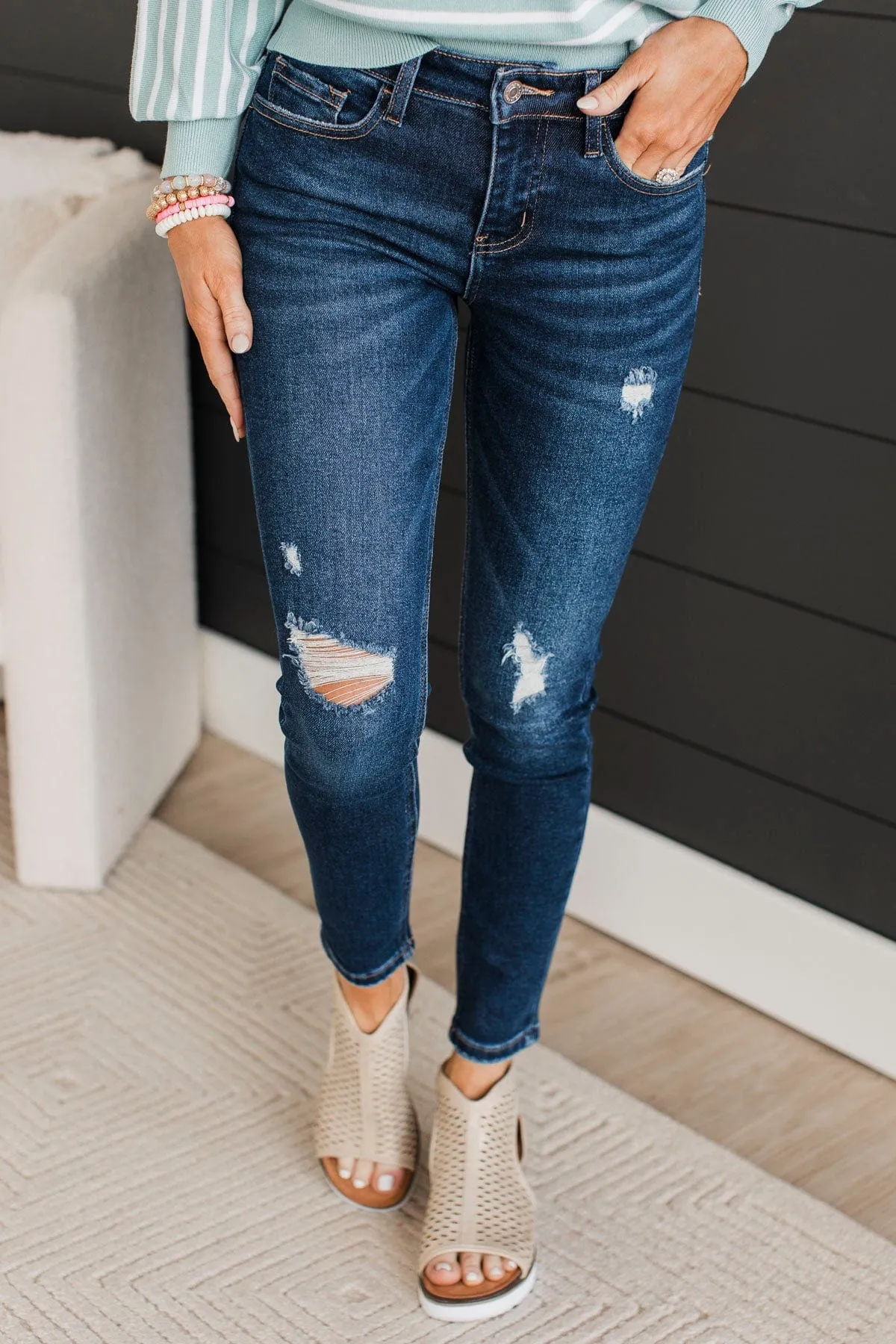 Vervet Mid-Rise Skinny Jeans- Stevie Wash
