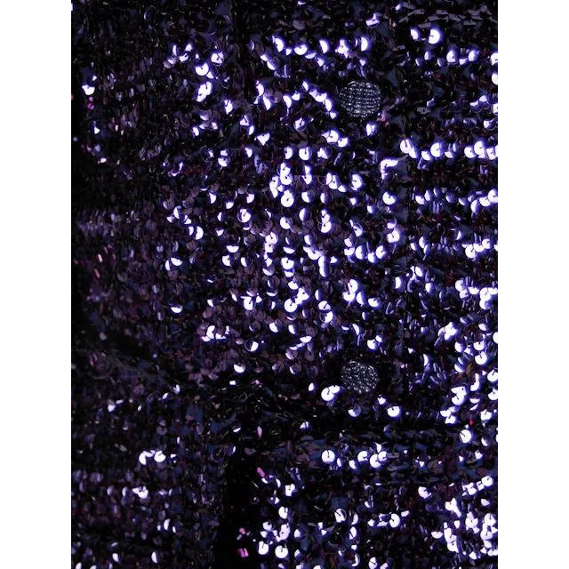 Vintage Purple/Blue Sequins Coat Saks Fifth Ave NOS 1970s Size 8